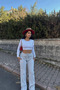 Women's 2-Piece Wide Leg High Waist Sweatpants - 2