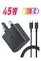 UK USB C Plug & Cable 45W Charger For Samsung FAST Charge Adapter 3 Pin Mains Wall Charging for gal