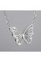 316L Steel Anti-Tarnish Women's Necklace |   Silver Color Butterfly Figure - 2