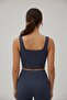 Seamless Thick Strap Ribbed Crop Bustier with Removable Pads - 2