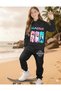K-Pop Huntrix Printed Girls' Tracksuit Set, 3-Yarn Shardooned Fabric - 2