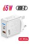 65W GaN Fast Charger – Dual-Port USB-C & USB-A Power Adapter Wall Plug – Compact PD Charging Block