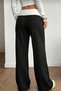 Daizy Black Belted and Front Stitching Detailed Low Waist Loose Fit Cool Sweatpants - 6