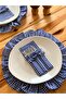 6-Piece Sea Linen Fabric 3-Compartment Spoon Holder with Ruffle Detail / Fork-Spoon-Knife - 5