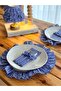 6-Piece Sea Linen Fabric 3-Compartment Spoon Holder with Ruffle Detail / Fork-Spoon-Knife - 2