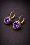 Women's Copper Earrings with Natural Purple Amethyst Stone, Minimal Model Hook Clip Earrings - 4