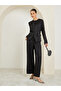 Women Black Blazer and Wide Leg Pants Co-Ords