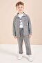 Gray Arma Detailed Shirt and Double-Legged Trousers Boys' 3-Piece Set 23621 - 3