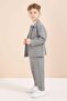 Gray Arma Detailed Shirt and Double-Legged Trousers Boys' 3-Piece Set 23621 - 8