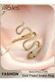 Unisex Ring, Gold-Plated Snake-Shaped Zirconia Open-Closing Design, Adjustable Animal-Pattern Band F - 6