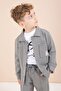 Gray Arma Detailed Shirt and Double-Legged Trousers Boys' 3-Piece Set 23621 - 2