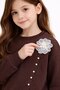 Brown Lace Detailed Badili Jean Pants Girls' Top and Bottom Set 23594 - 2