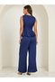Women Belted Peplum Top and Wide Leg Trousers Co-Ords - 5