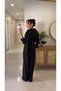 Wenkros Black Shawl Detailed Shirt and Trousers Set - 4