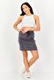 Women Solid Mini Skirt, Dark Grey - 4