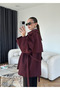 Burgundy Epaulet Short Trench Coat - 7556 - 4