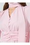 Women Pink Midi Dress with Tie-Detail - 4