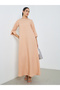 Women Linen Look Twill 3/4 Sleeve Jalabiya