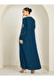 Women Navy Blue Foil Print A-Line Jalabiya - 5