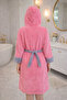 Hooded Zippered Pocket Fixed Belt Detail Cotton Bathrobe - 2