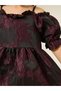Women Burgundy Floral Jacquard Dress - 3