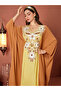 Women Yellow Embellished Flower Patch Detail Jalabiya - 3