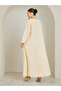 Women Cream Embroidered A-Line Jalabiya - 5