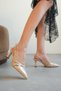 Lt111 Patent Leather Beige3Tokali Women's 7 cm Heeled Shoes - 7