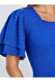 Women Blue Short Sleeves Sheath Midi Dress - 3