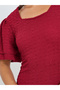 Women Red Short Sleeves Sheath Midi Dress - 3