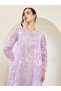 Women Lilac Floral Print Embellished Jalabiya - 2