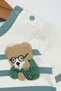 Baby Boy 100% Cotton Striped, Teddy Bear Embroidered 0-1-3-6-9 Months Waffle Pants Baby Set - 6