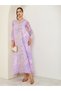 Women Lilac Floral Print Embellished Jalabiya