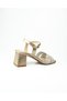 1002 Gold Glitter Low Heeled Women's Evening Dress Shoes - 5