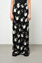 Women's Modern Floral Patterned Black - White Elastic Waist Palazzo Trousers