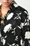 Women's Modern Floral Patterned Black - White Classic Collar Shirt - 3