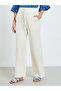 Women White Drawstring Waist Straight Leg Pants - 2