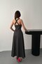 Women's Black Polka Dot Zipper Detailed Dress - Retro Cut with Straps and Pockets - 5