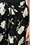 Women's Modern Floral Patterned Black - White Elastic Waist Palazzo Trousers - 3