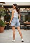 mavi denim şort - 5