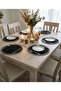 6-Piece Black and White Color Plate Set American Service 32 cm Diameter Wicker Mesh Plate Bottom