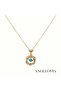 Stone-Embelished Blue Flower Pendant