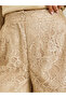 Women Beige Lace Wide Leg Trousers - 3