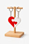 Red and White Puzzle Heart Keychain – Set of 2 Love Keychains - 2