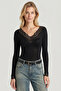 Lacy Transparent Knitted Blouse Lby0049 Black - 2