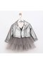 Girl's 3-Piece Set with Gray Jacket and Tutu Skirt - 2