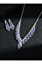 Women Blue Rhinestone Necklace with Earrings Set - 3