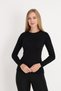 Women's Long Sleeve 2-Pack Plain Collar Bodysuit Black - 2