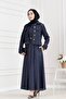 Denim Gilet with Sleeve Patches Double Set - Dark Blue - 3