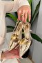 Women's Matilda Gold Patent Leather 7 cm Heeled Pointed Toe Open Back Shoes - 3